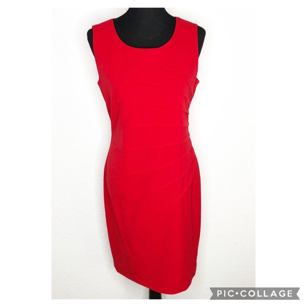 Calvin Klein red sleeveless sheath dress size 8